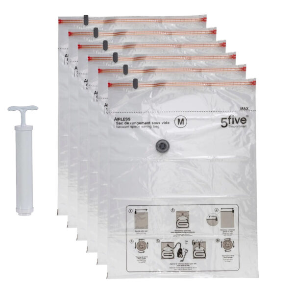 5Five Vacuumzakken voor textiel - 6x - 60 x 80 cm - met pomp