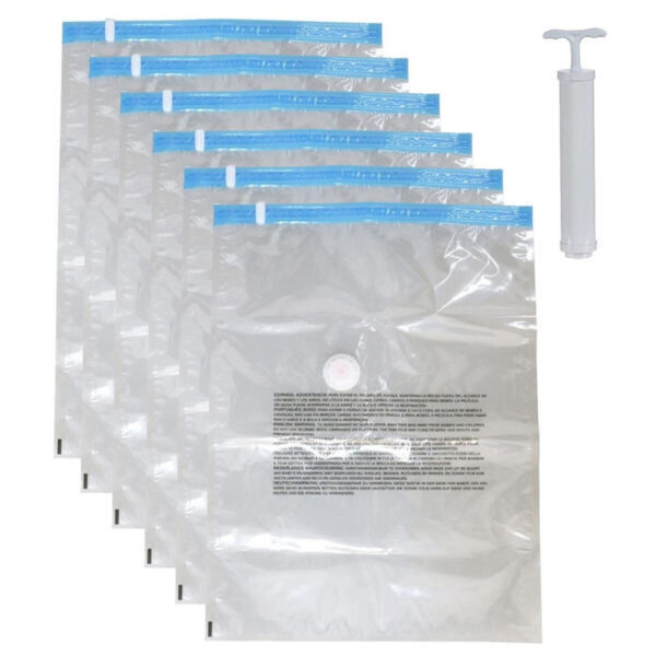 Vacuumzakken voor kleding/textiel - Vacuum opbergzakken - 6x - transparant - 45 x 60 cm - met pomp